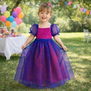 Toddler Girl’s Princess Tulle Dress Up Pink Purple Birthday Party Fancy 6T 7T